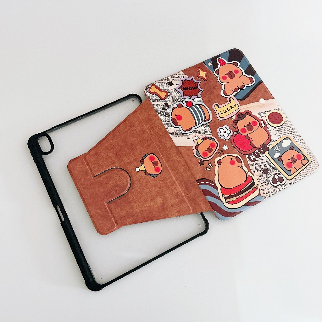 ลายคาบิบาล่า 360 เคสซิลิโคนสำหรับไอเเพด ไอแพด10.9 Air1 Air2 9.7 gen7 gen8 gen9 10.2 Air3 10.5 Air4 Air5 10.9 MINI4/5