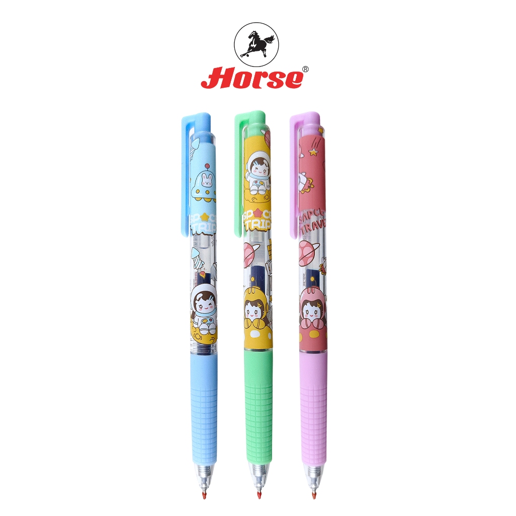 HORSE (ตราม้า) ปากกาหมึกเจล 0.5mm Half Gel pan รุ่น H-20 ด้ามใส ลายการ์ตูน  จำนวน 1 ด้าม