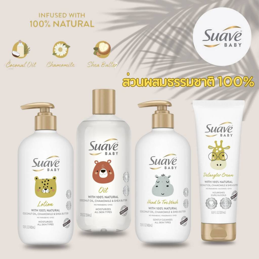 Suave Baby Head to Toe Wash & Baby Lotion สบู่เหลวอาบน้ำและบำรุงผิวสำหรับเด็ก สูตรอ่อนโยน