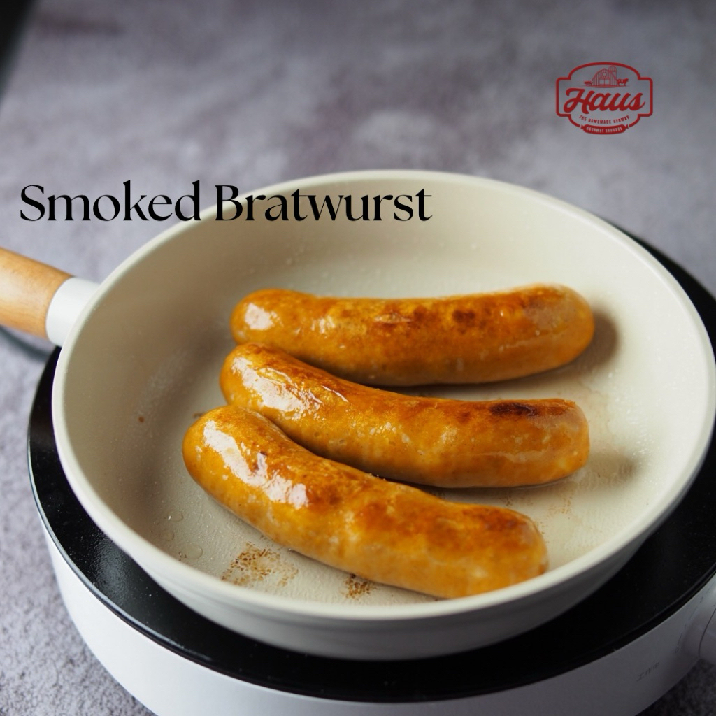 Smoked Bratwurst 420 g./ 5 pcs  -สโม๊คบราท์เวิร์ท ไส้กรอกเยอรมันสไตล์โฮมเมด ไส้กรอกรมควัน