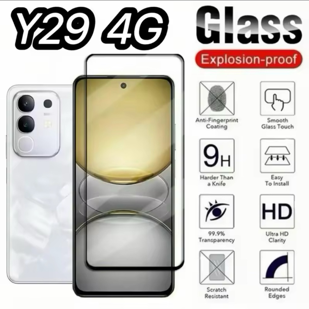 ฟิล์มกระจกเต็มจอ Vivo Y29 4G ฟิล์มขอบดำ ฟิล์มกันกระแทก ฟิล์มกันรอย ฟิล์มกระจกVivo Y29 4G