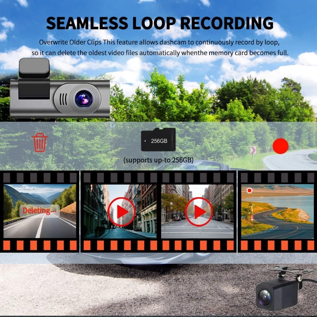 D28 4K dash cam กล้องติดรถยนต์  กล้องหน้า4K กล้องหลัง2K มุมกว้าง 170°การเชื่อมต่อ APP WiFi  โหมดกลางคืน Car camear thumbnail 7