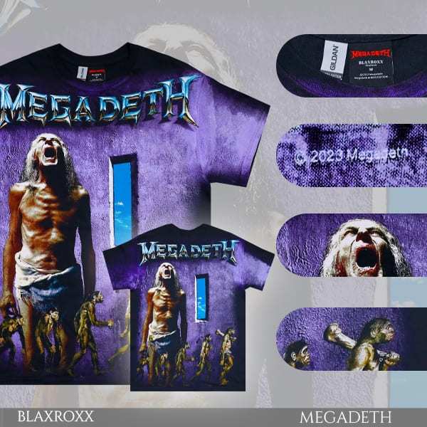 BLAXROXX | MEGADETH® | [MGD027-GILDAN] | เสื้อวง OVP สีจม | เสื้อยืดคอกลม แขนสั้น | GILDAN Ultra Cot