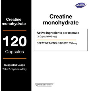 Now Sports Creatine Monohydrate 750 mg. 120 Capsules นาวสปอร์ต ครีเอทีน โมโนไฮเดรต