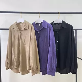 เสื้อผ้าผู้หญิง เสื้อเชิ้ตแขนยาว ผ้าลูกฟูก ผ้าบาง ทรงหลวม สวมใส่สบาย