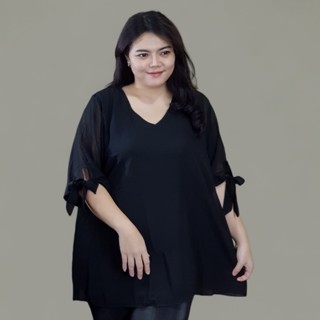 เสื้อชีฟอง เสื้อคอวี แขนผูกโบว์น่ารักๆ(kansineeshop)