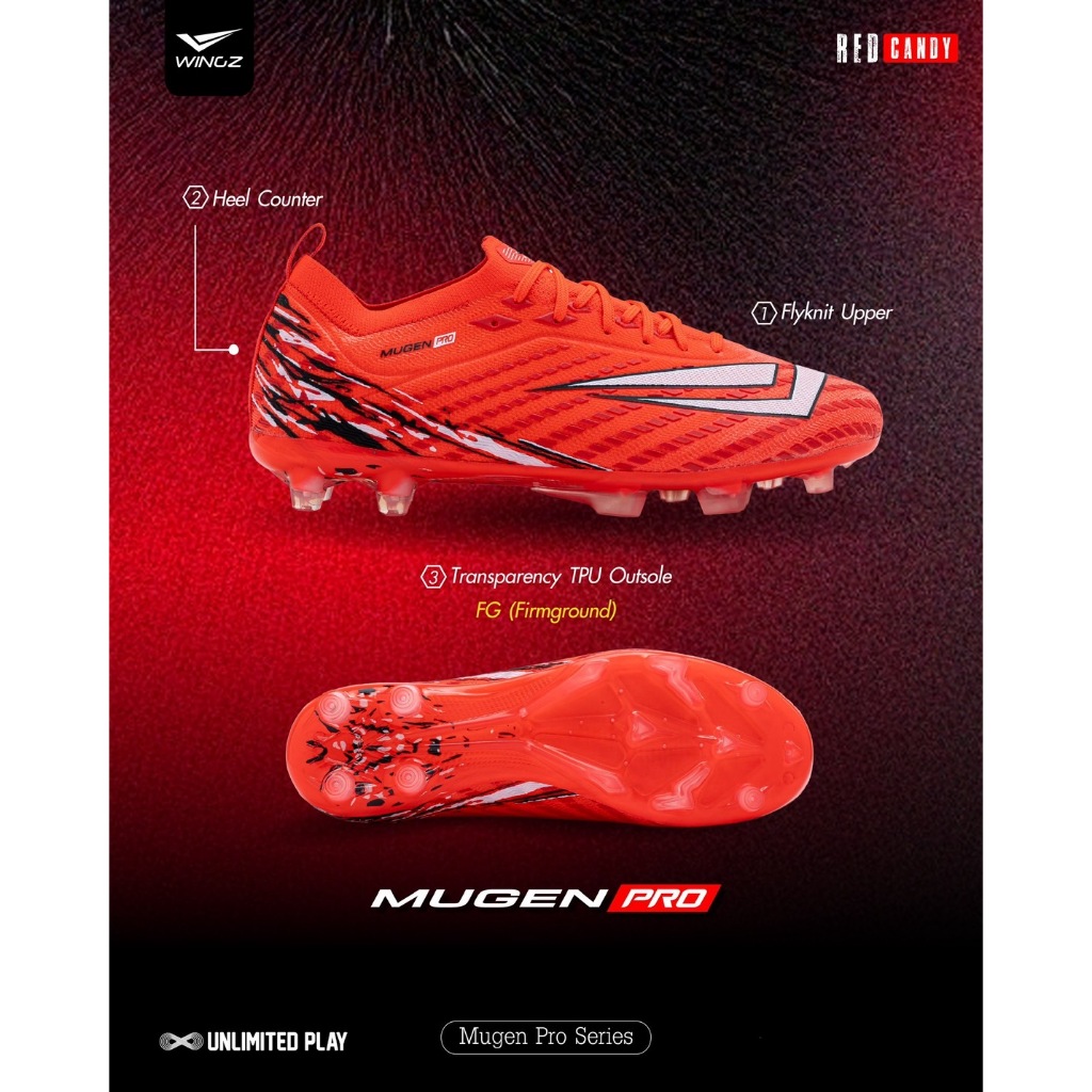 รองเท้าสตั๊ด wingz mugen PRO  ไซ37-45