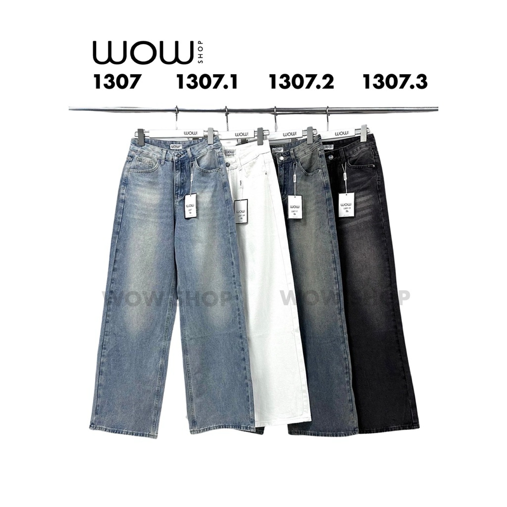 WOW1307 Baggy ตัวสวย ทรงสาย ขากระบอกใหญ่ ยีนส์ไม่ยืด