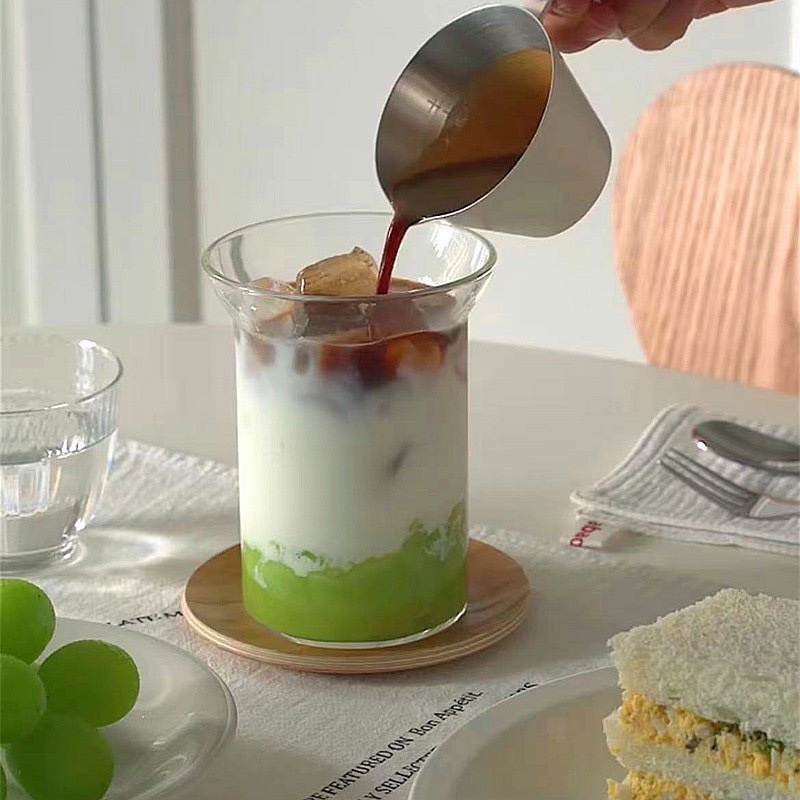 แก้วใส่กาแฟ ลาเต้ ชานม แก้วทรงสูง ใส่กาแฟเย็น ปากแก้วกว้าง แก้วคาเฟ่ แก้วสีใส สไตล์เกาหลี แก้วทรงสูง แก้วใส่มัทฉะเย็น - รูปที่ 2