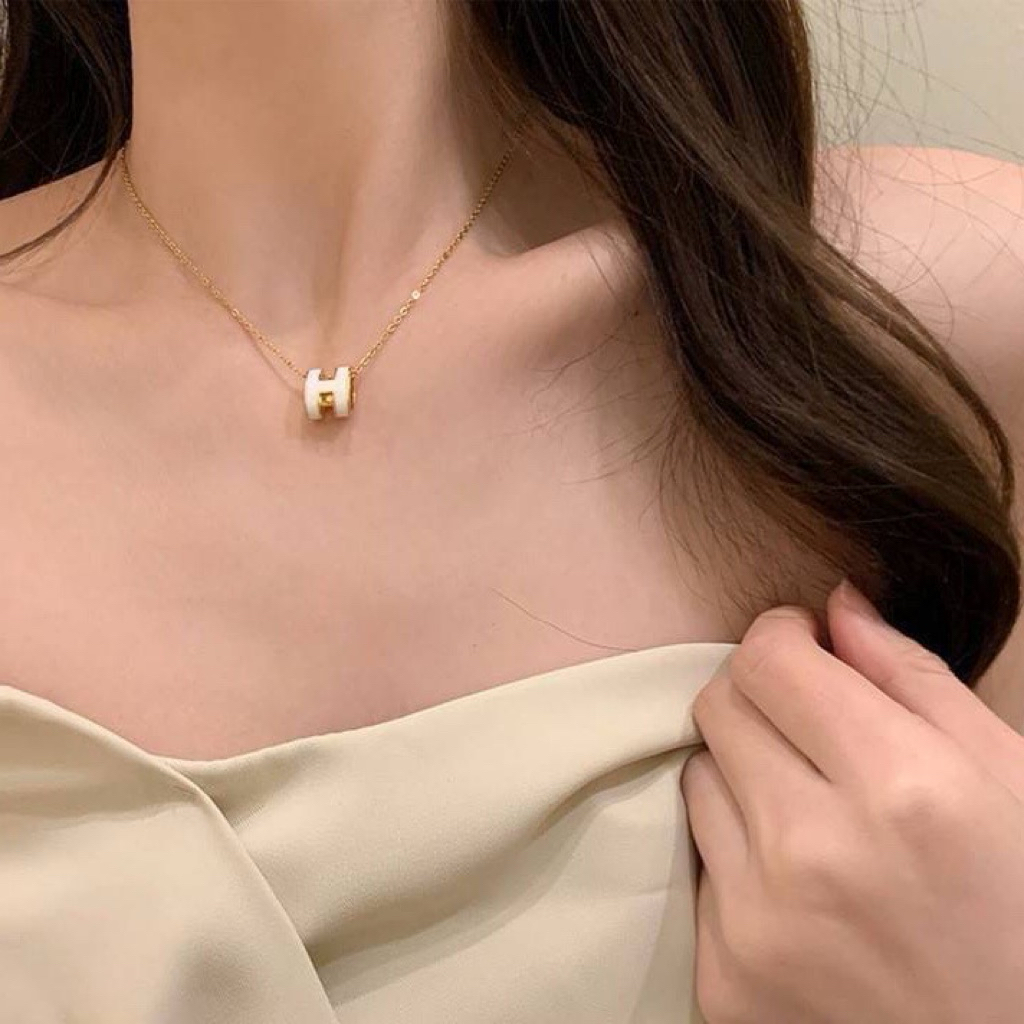 สร้อยคอ H รุ่นฮิต : งานสแตนเลสชุบทอง18K