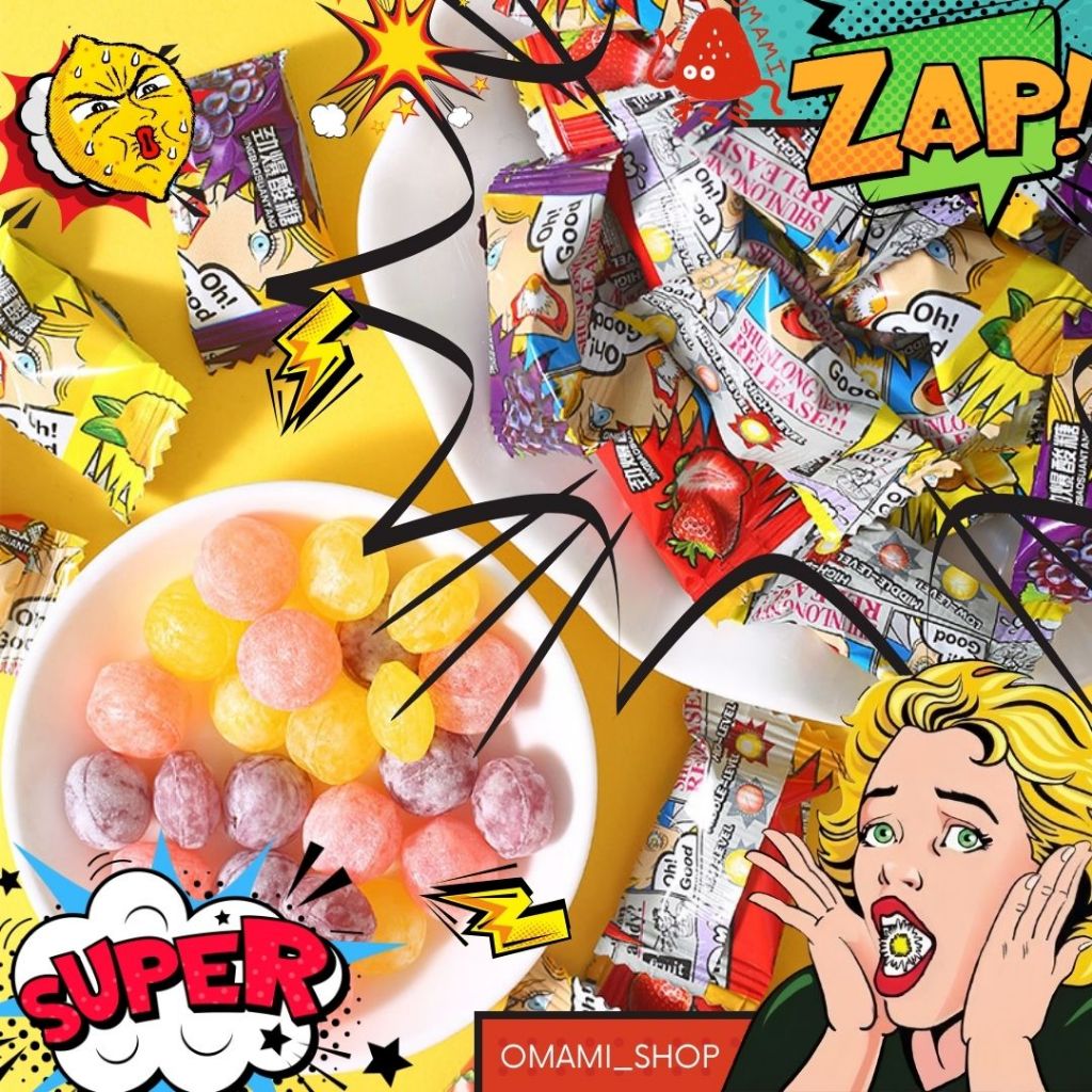 พร้อมส่ง!💥ลูกอมจี๊ดจ๊าด V.2 เปรี้ยวนำหวานตาม (1เม็ด/3g) 50-100ชิ้น Super sour Candy เปรี้ยวปรี๊ดดด! 