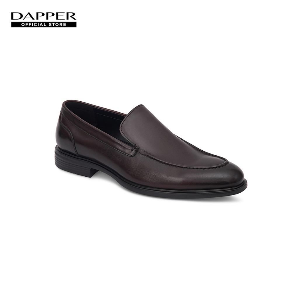DAPPER รองเท้าหนัง แบบสวม Plain Toe Loafers สีน้ำตาล (HBK/BR/715LB)