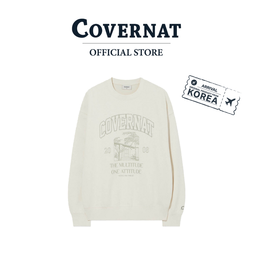 COVERNAT เสื้อสเวตเชิ้ต รุ่น Palm Tree Graphic Sweatshirt Cream (70072SPTLSU_U5CMXX)