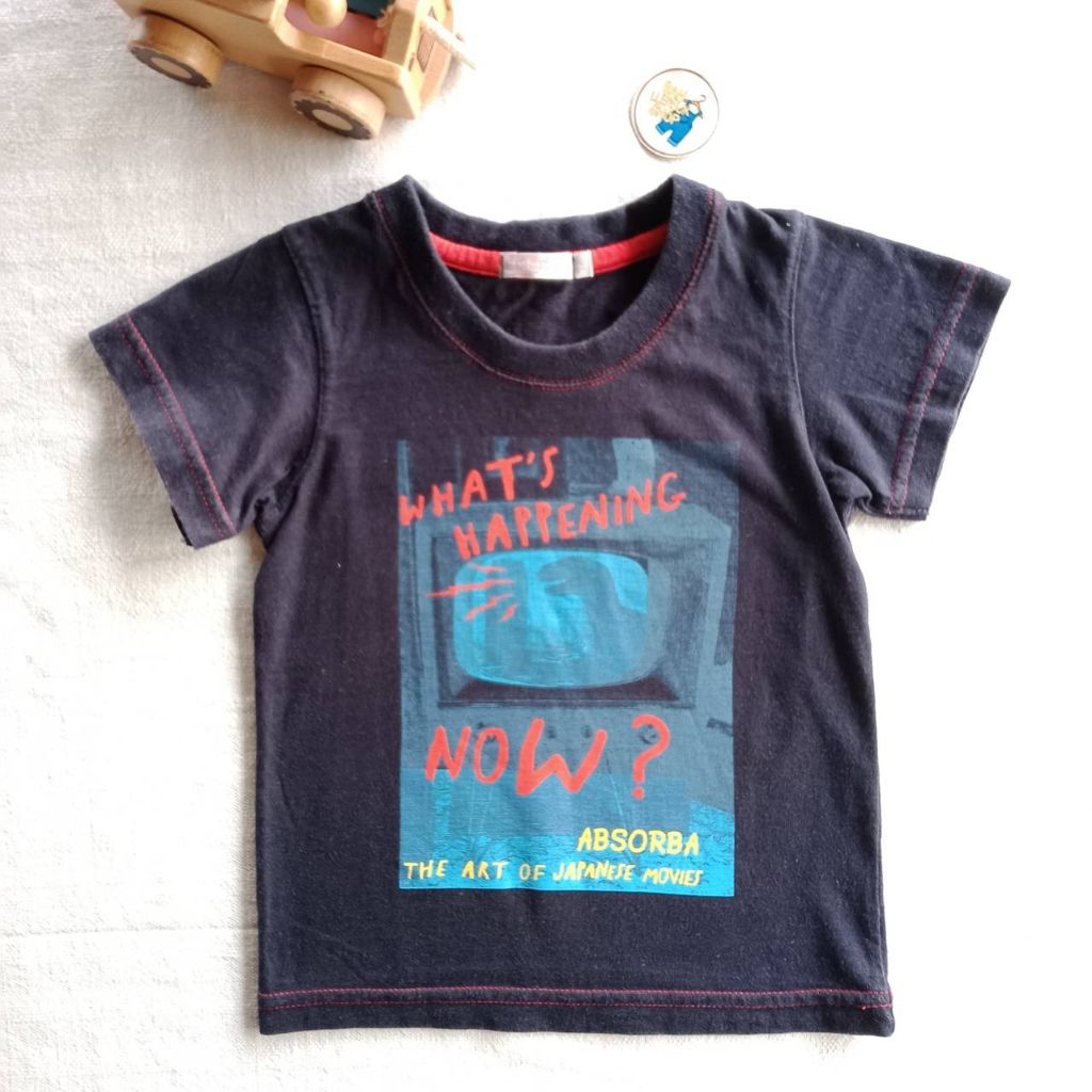 absorba #เสื้อเด็กมือ2 ✨เสื้อแขนสั้นสีกรมท่า 100%COTTON ผ้านิ่มใส่สบาย🍭 1 ขวบ  ✅ซักหอม>>>พร้อมใส่ครั