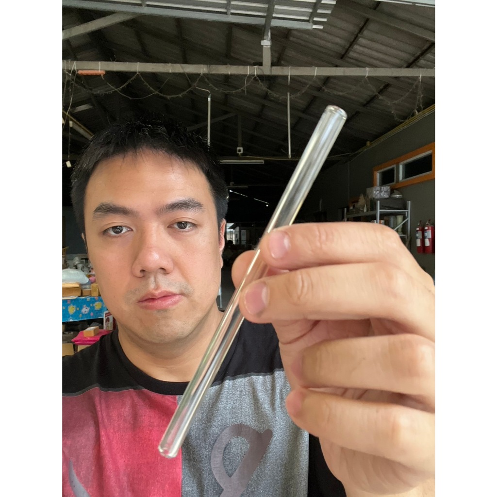 หลอดแก้วทนความร้อน แบบสั้น ยาว15cm สำหรับใช้กับแก้วกาแฟลาเต้หรืออื่นๆ สีใส ออกใบกำกับภาษีได้ รหัสkornz 62125