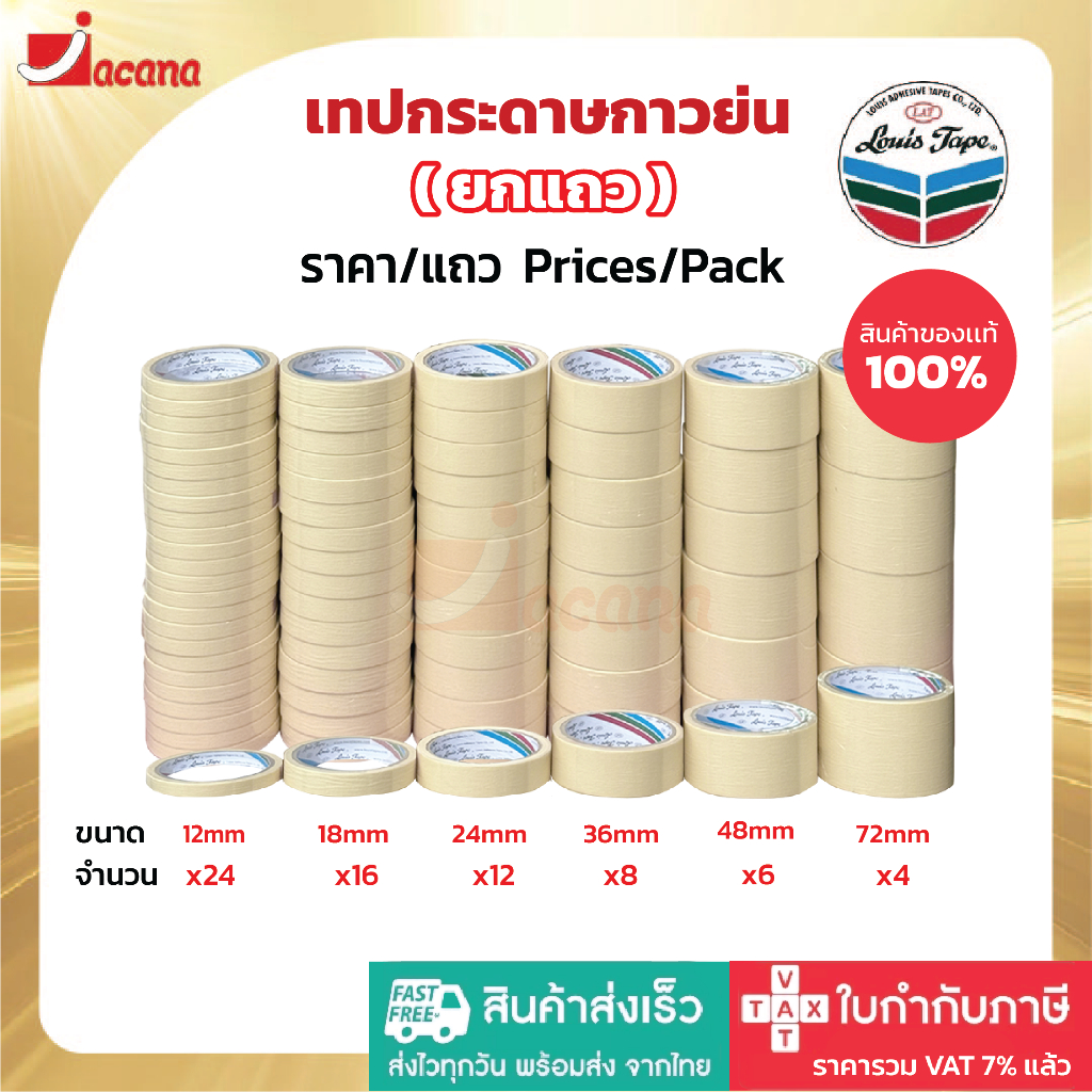 (ยกแถว) เทปกาวย่น Louis Masking Tape M243 18Y  เทปย่น กระดาษกาว เทปหนังไก่