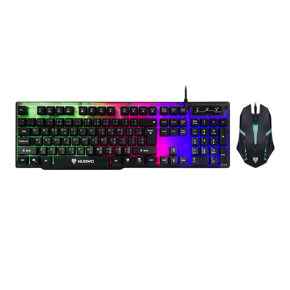 NUBWO ชุด คีย์บอร์ด + เมาส์ NUBWO รุ่น NKM-300 มีไฟ LED