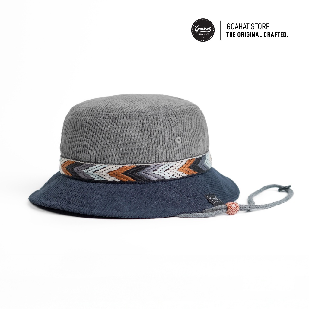 G112 Charcoal หมวกบักเก็ต ผ้าลูกฟูก งาน Handmade จาก GOAHAT เบา ใส่สบาย ระบายอากาศได้ดี