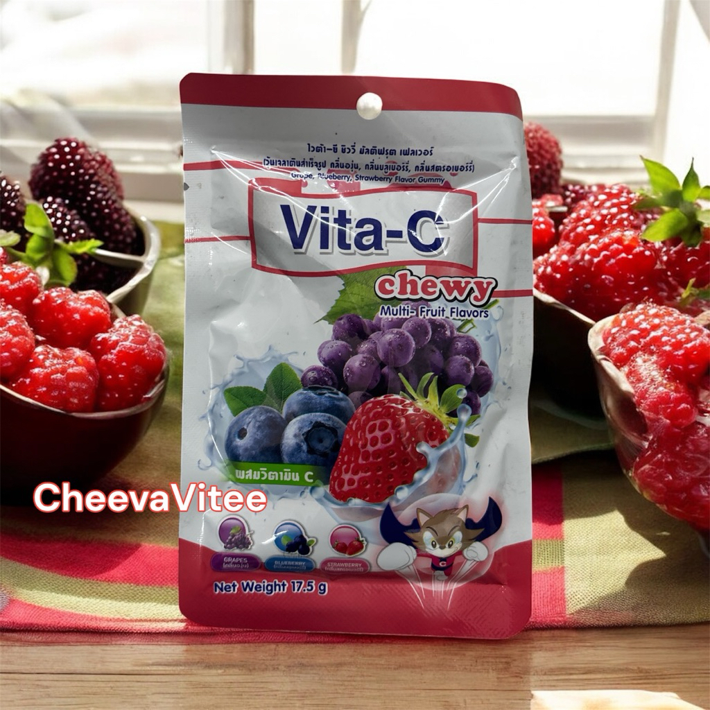 VITA-C CHEWY มัลติฟรุต เฟลเวอร์ กัมมี่ 17.5 กรัม (1 ซอง)
