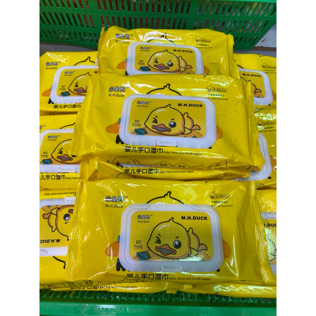 พร้อมส่งในไทยขายส่ง10บาท/ห่อ  ลายเป็ดทิชชู่เปียก ทิชชูเปียกเช็คมือและใช้ในบ้านที่ทำงานค่ะ