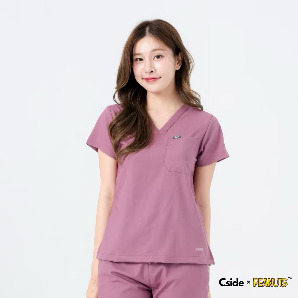 [try and wash] ส่งต่อชุดสครับจากแบรนด์ Cside คอล snoopy สี cherry blossom size XS