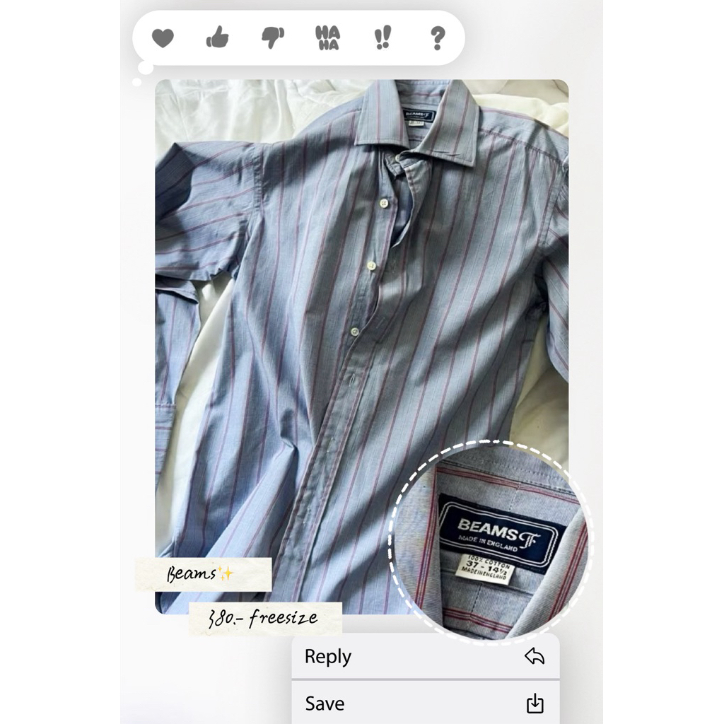 เสื้อเชิ้ต beams สีฟ้า ใส่ครั้งเดียว🔅👔