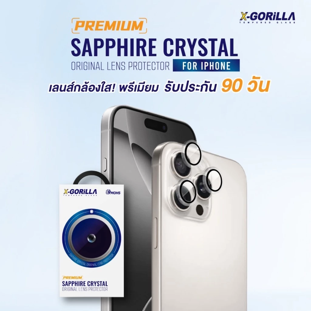 X-GORiLLA ฟิล์มเลนส์กล้อง สีใสสำหรับ iPhone (รับประกัน90วัน)ติดง่ายมีบล็อกช่วยติด เลนส์กล้องพรีเมียม