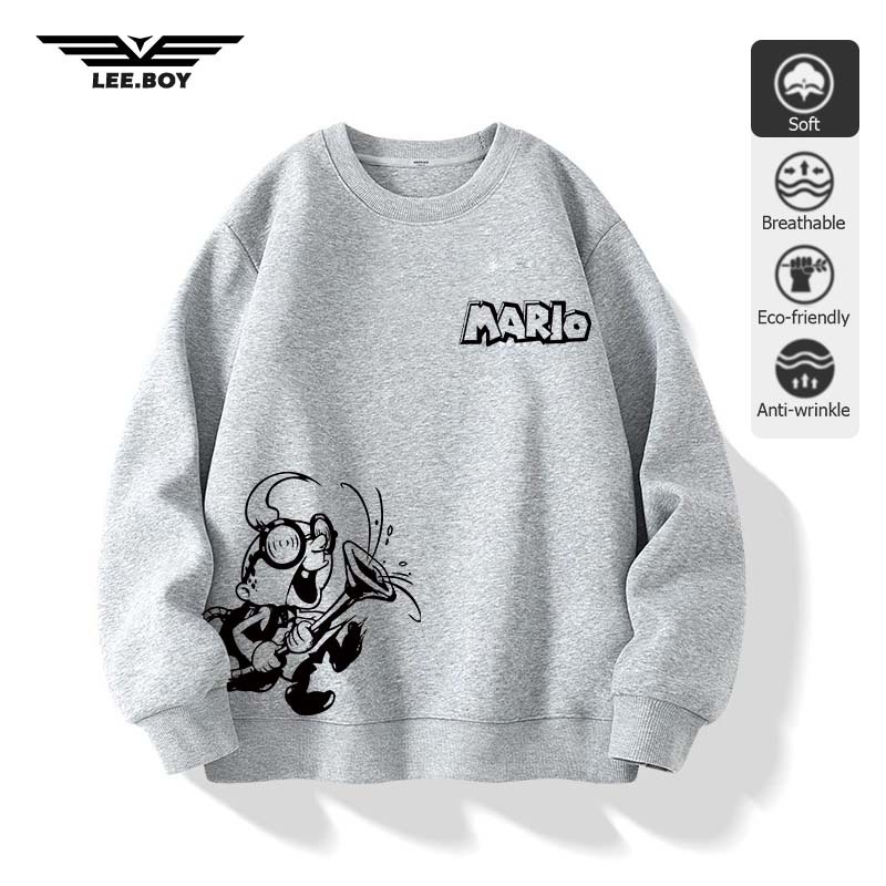 Sweatshirts หลวมและสะดวกสบาย พิมพ์อินเทรนด์ที่เรียบง่าย Super Mario ซูเปอร์มาริโอ มี 5 สี (ส่งเร็ว จัดส่งจากไทย)