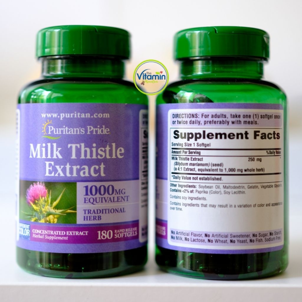 Puritan Milk Thistle 1000mg 30-180 softgels สำหรับผู้ดื้อยาต่างๆมา บำรุงตับ ดีท็อกล้างสารพิษ detox