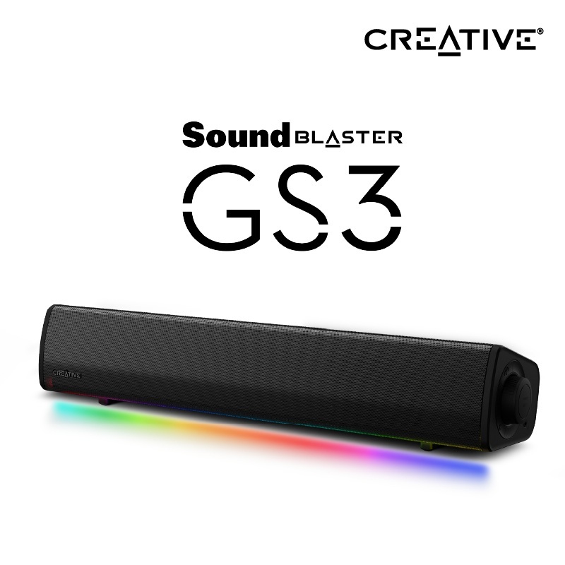 Sound Blaster GS3 Compact RGB Gaming Soundbar with SuperWide Technology, Powered via USB, Bluetooth 