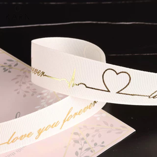 (40หลา) ริบบิ้นผูกของขวัญ ผูกเค้ก ช่อดอกไม้ พิมพ์ลายสีทอง love you forever ขนาด 2.5 cm พร้อมส่งจากไทย