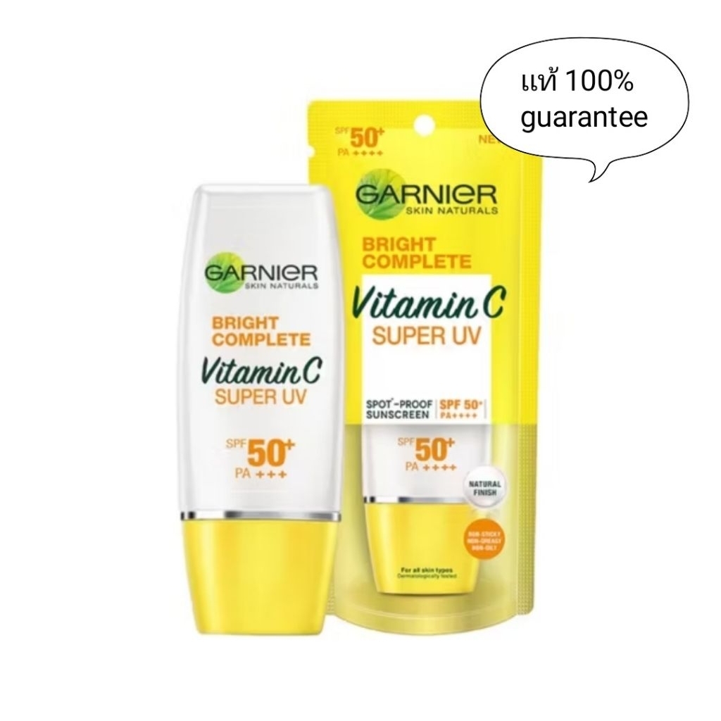 Garnier(30ml)exp.2027-28ครีมกันเเดดการ์นิเย่ไบรท์คอมพลีทวิตามินซีซุปเปอร์ยูวีBright Complete Vitamin-C SuperUV Sunscreen