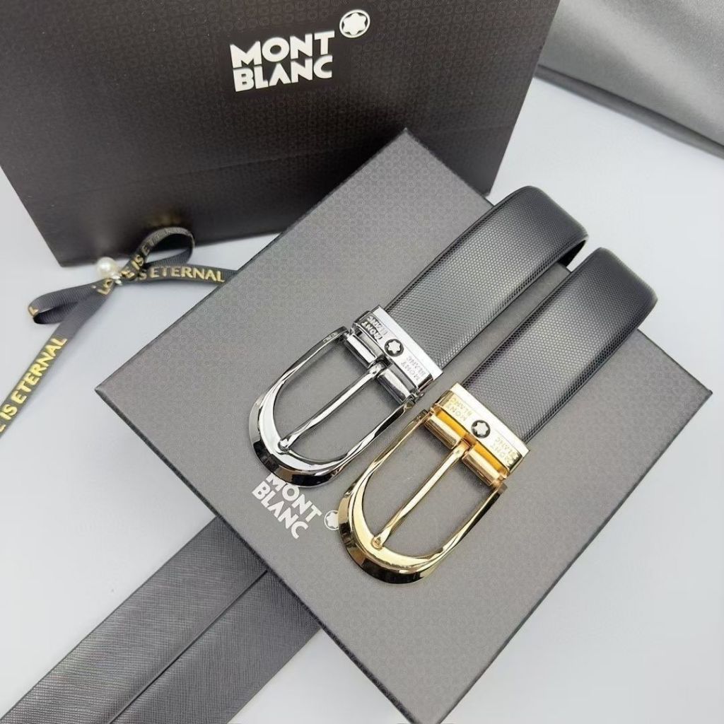 Mont Blanc ของแท้หนังluxury Designerผู้ชายธุรกิจเข็มขัดยี่ห้อBuckleเข็มขัดผู้หญิงแฟชั่นกางเกงCowhid