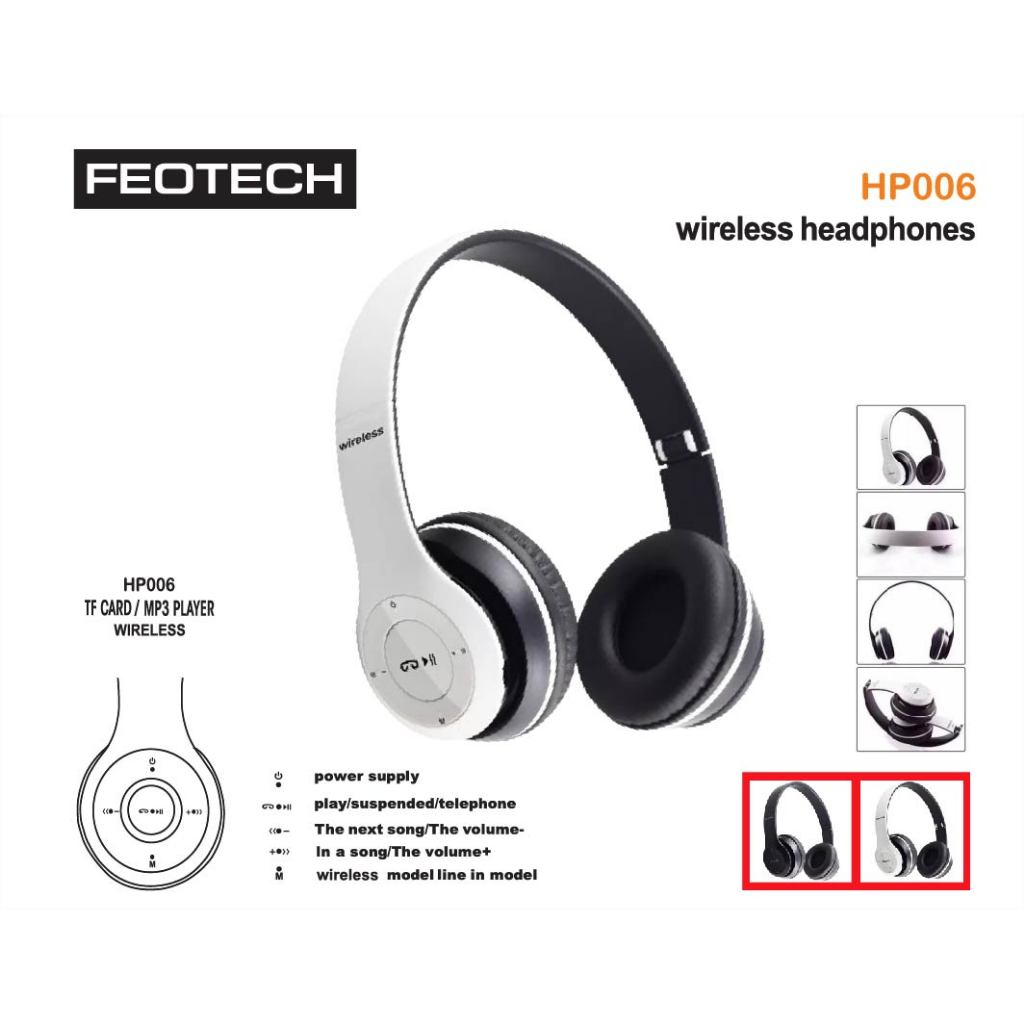 New !!!!! Feotech หูฟังไร้สาย บลูทูธ V5.0 ( แบบครอบหู ) รุ่น HP006 Multimedia Wireless Headphone # หูฟังไร้สาย
