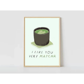 (พร้อมส่งจากไทย ภาพรวมกรอบ) 🍵มัทฉะ🍵 ชาเขียว Matcha ภาพมัทฉะสไตล์มินิมอล ตกแต่งคาเฟ่ ห้องนั่งเล่น คาเฟ่