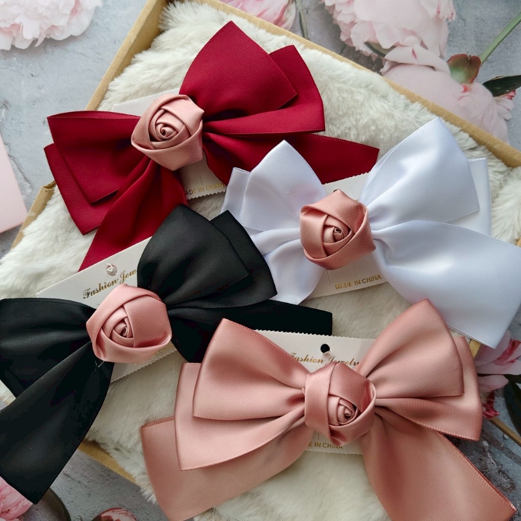 โบว์ ดอกไม้  🎀 ผ้านิ่ม   โบว์ติดผม กิ๊บโบว์ใหญ่