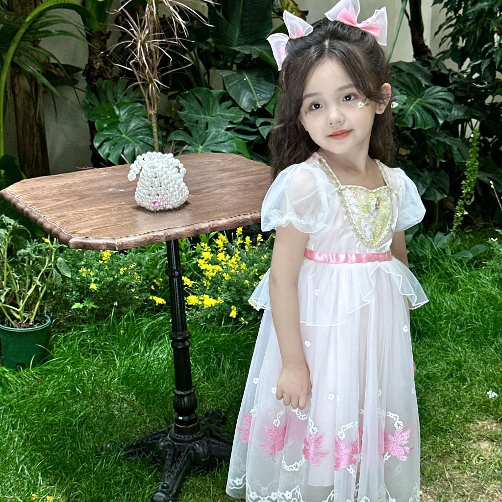 ชุดเจ้าหญิงเด็กผู้หญิง สีชมพู ชุดยูนิคอร์น แวววาว เลื่อม กระโปรงฟูฟู สําหรับงานแต่งงาน งานเลี้ยงวันเกิด