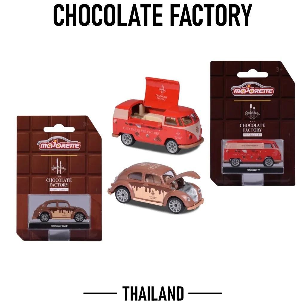Majorette โมเดลรถเหล็ก Volkswagen The Chocolate Factory ลิขสิทธิ์แท้ (Beetle / T1) เปิด-ปิดประตูได้ MJ53056S16 #