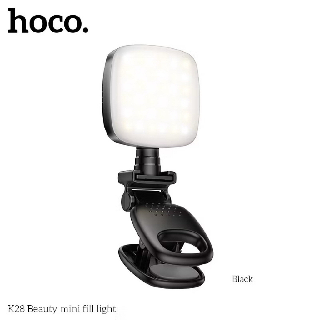 HOCO K28 ไฟเซลฟี่ ปรับได้ 9 ระดับ หมุน 360° หนีบมือถือ ติดหัวกล้อง ชาร์จไฟได้ ไฟเซเลบ ไลฟ์สด hc6