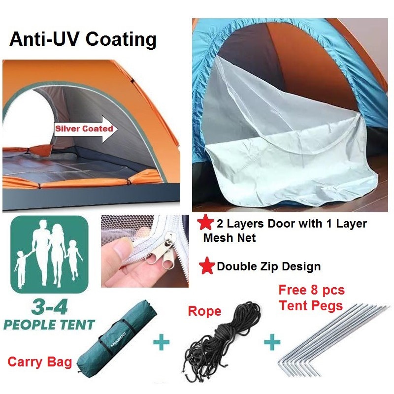 เต็นท์ออโต้ใหม่! เต็นท์แคมป์ปิ้ง2x2m กันUV สำหรับครอบครัว 3-4 คน ตั้งง่ายใน 1 นาที พกพาสะดวก กันแดด-กันน้ำ สุดคุ้มโปรโม - รูปที่ 5