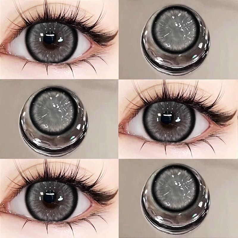 (0°-600°) คอนแทคเลนส์สายตาสั้นสีน้ำตาลเทา อายุการใช้งาน 1ปี ตาโต รูม่านตาขยาย 14.5 มม.จัดส่งรวดเร็ว