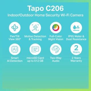 TP-Link Tapo C216 2K 3MP/ Tapo C206 2MP กล้องไวไฟใช้ได้ทั้งภายในและภายนอก IP65 Indoor/Outdoor Home Security Wi-Fi Camera