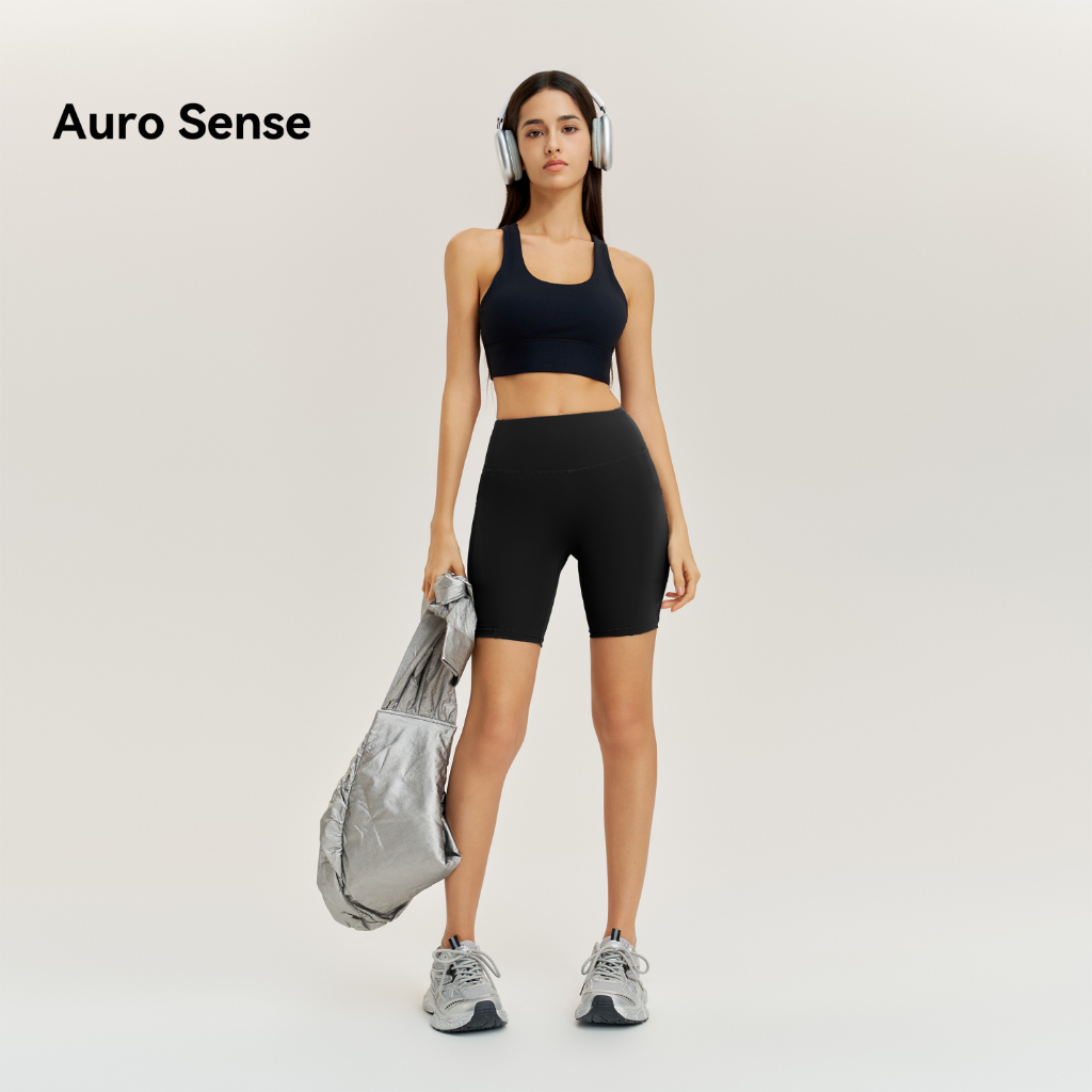 Auro Sense gym กางเกงโยคะเอวสูง กางเกงวิ่ง  ความยาว 3 ส่วน เล่นกีฬา และ การสวมใส่ประจำวัน compression shorts  4color - รูปที่ 2