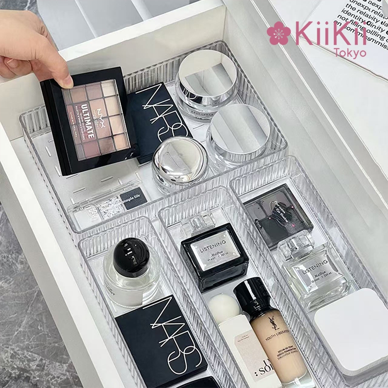 KiiKii Beauty กล่องใส่ของ จัดระเบียบ กล่องลิ้นชักพลาสติกใส ถาดใสของใส่ สําหรับเก็บเครื่องสําอาง