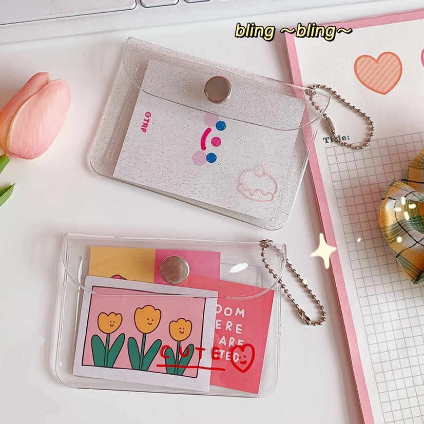 newyorkgallery(N1413) กระเป๋าสตางค์ PVC ใส สำหรับใส่เหรียญ ใส่บัตร