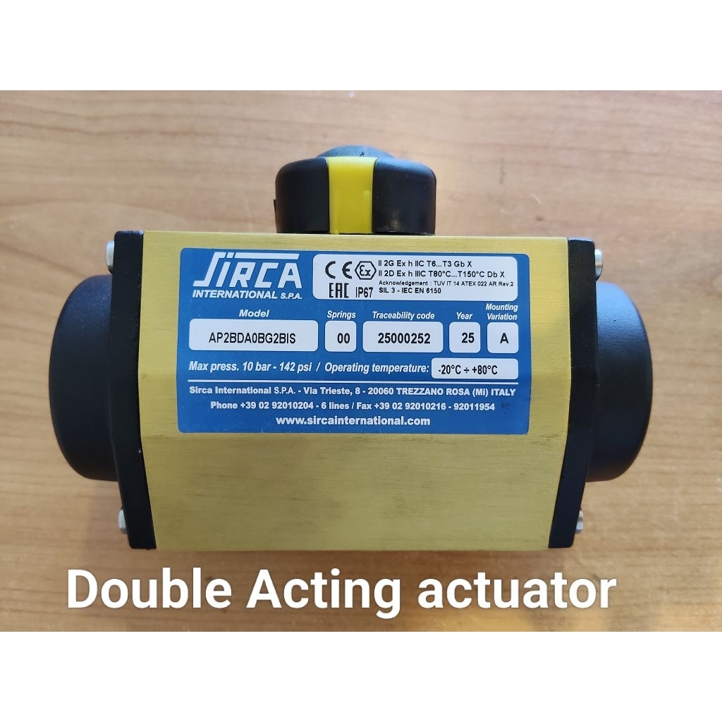 SIRCA Pneumatic Actuator (double acting) for rotary valve type (Ball & Butterfly)