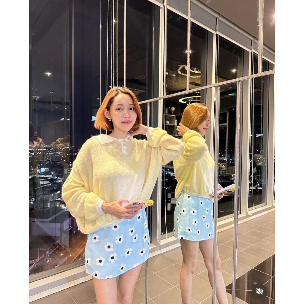 กระโปรงx2marketพร้อมเสื้อไหมพรม🤍💛