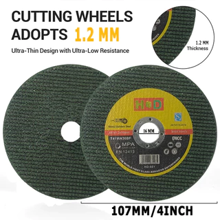 ชุดใบตัดเหล็กบาง 4 นิ้ว 100 แผ่น ขนาด 107x1.2x16mm สำหรับเครื่องเจียร์
