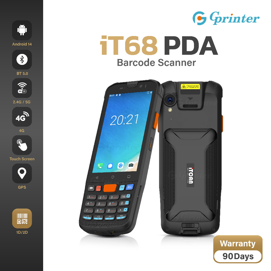 Gprinter PDA เครื่องนับสินค้าคงคลัง IT68 เครื่องเก็บข้อมูล สแกนบาร์โค้ดพกพา handheld scanner