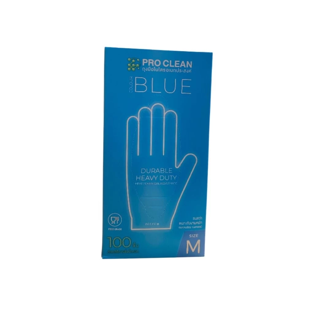 ถุงมือยางไนไตร (ยางสังเคราะห์) ยี่ห้อ ProClean 3.5 มิล ขนาดให้เลือก Size S, M, L